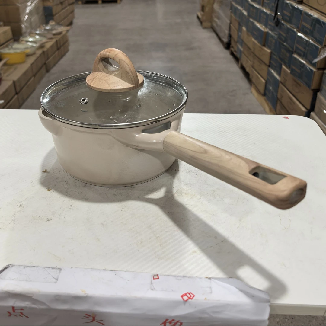 18cm小卡斑鸠色陶瓷奶锅陶瓷宝宝辅食锅不挑灶具多功能料理锅微瑕