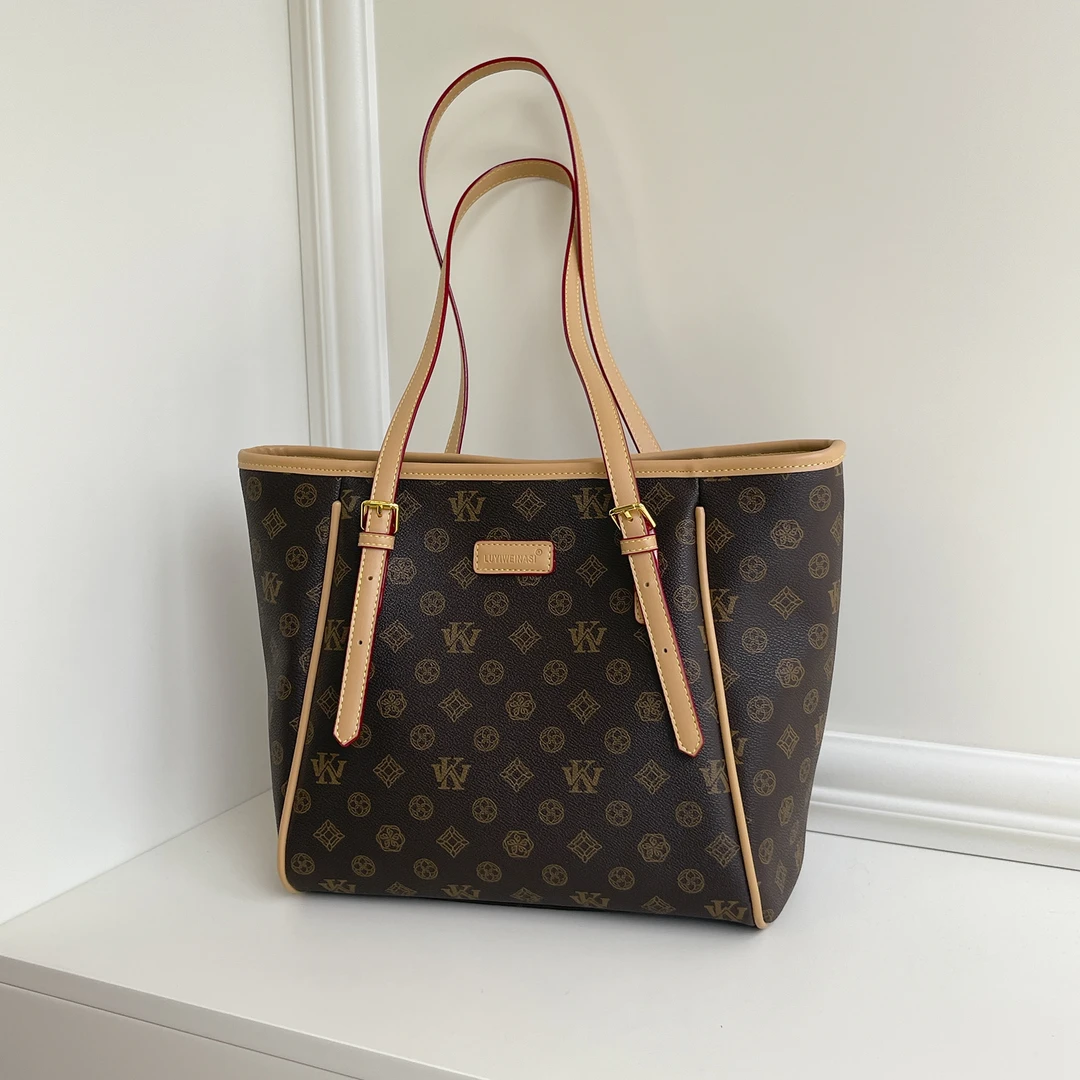 新款百搭防刮大容量托特包经典时尚印花防脏刮通勤手提女士单肩包