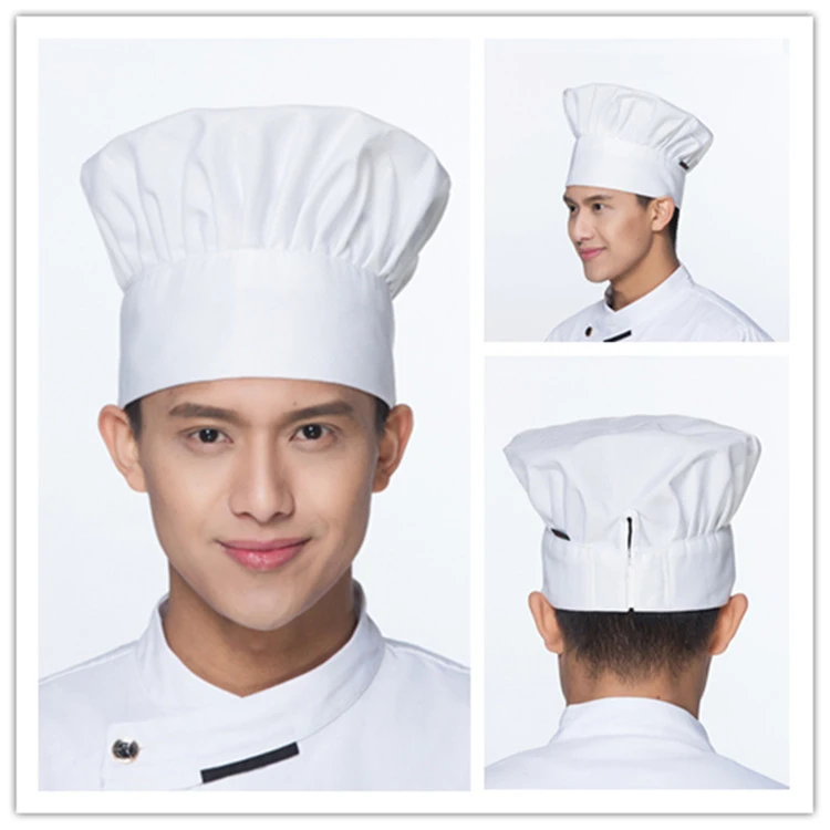 酒店厨师帽子男贝雷帽蘑菇食堂烘焙后厨房面点培训食品工作布帽女