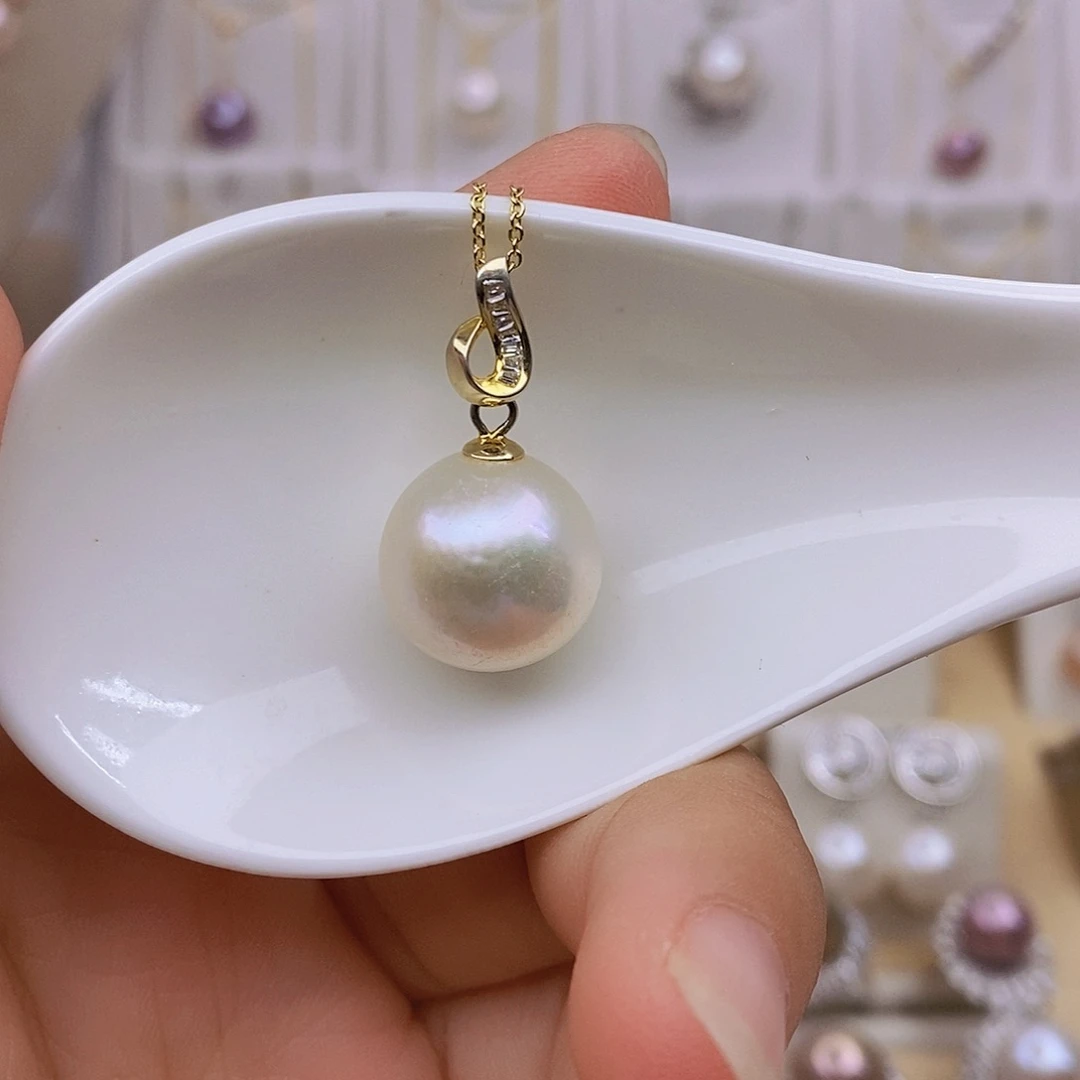 淡水珍珠银S925镶嵌吊坠(赠链)