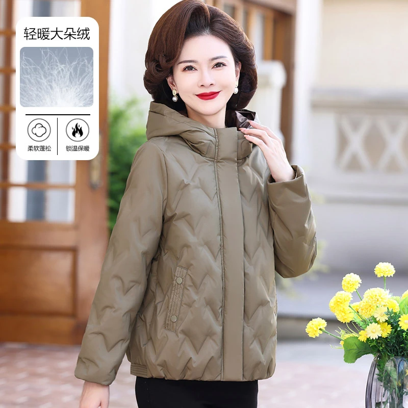 中年女款爆款2025新款秋冬季女士短款轻薄中老年妈妈装羽绒服外套