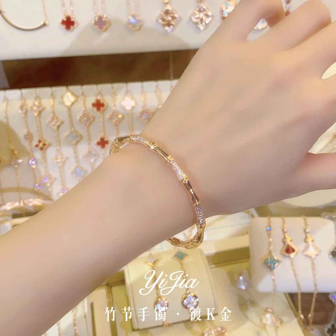 语花印 铜合金合成锆石手镯 时尚竹节手镯FS1239轻奢百搭气质小众