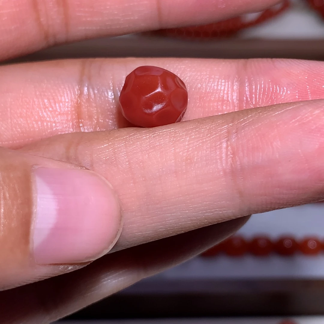 豌***来南红玛瑙未镶嵌玫锦老型微纹9.7×9
