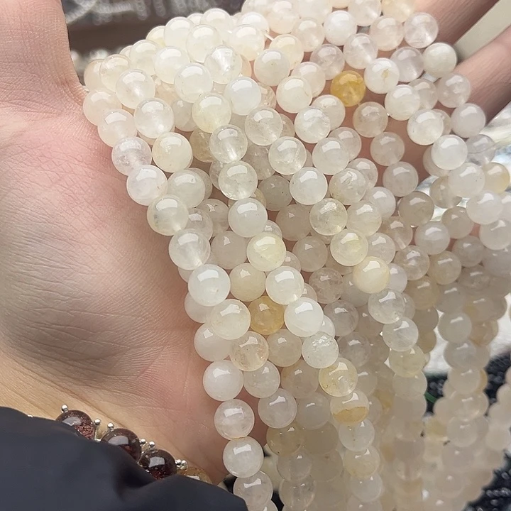 玛瑙/玉髓未镶嵌珠宝半成品2条8mm左右黄胶花