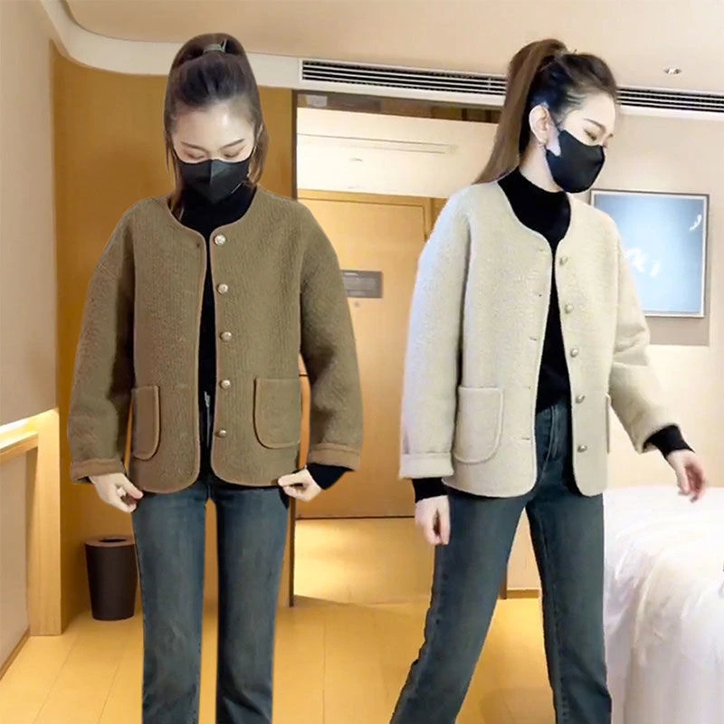 小香风外套女2025秋新款时尚宽松显瘦休闲圆领单排扣上衣