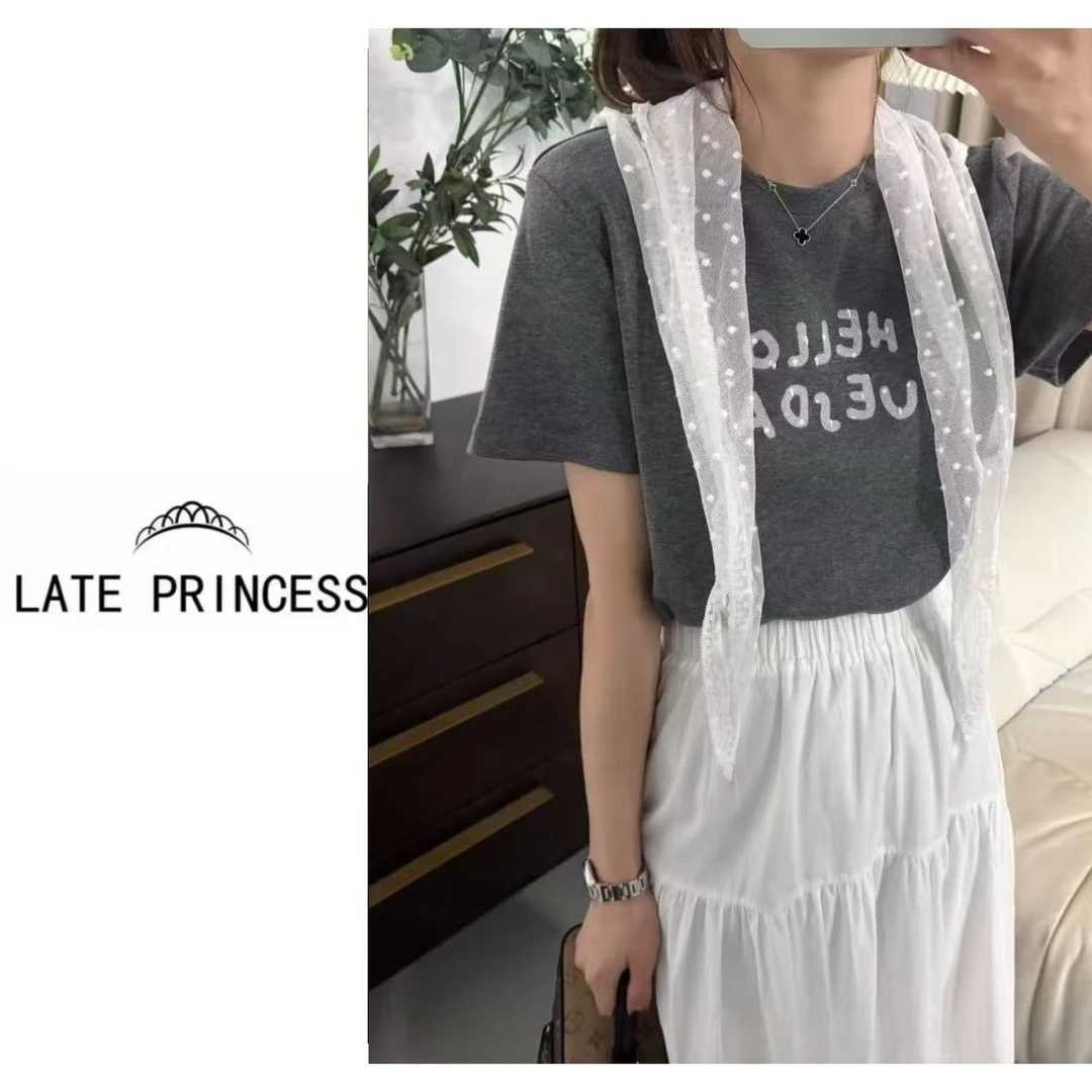 LATE PRINCESS【简单】新款套头简约内搭T恤衫女