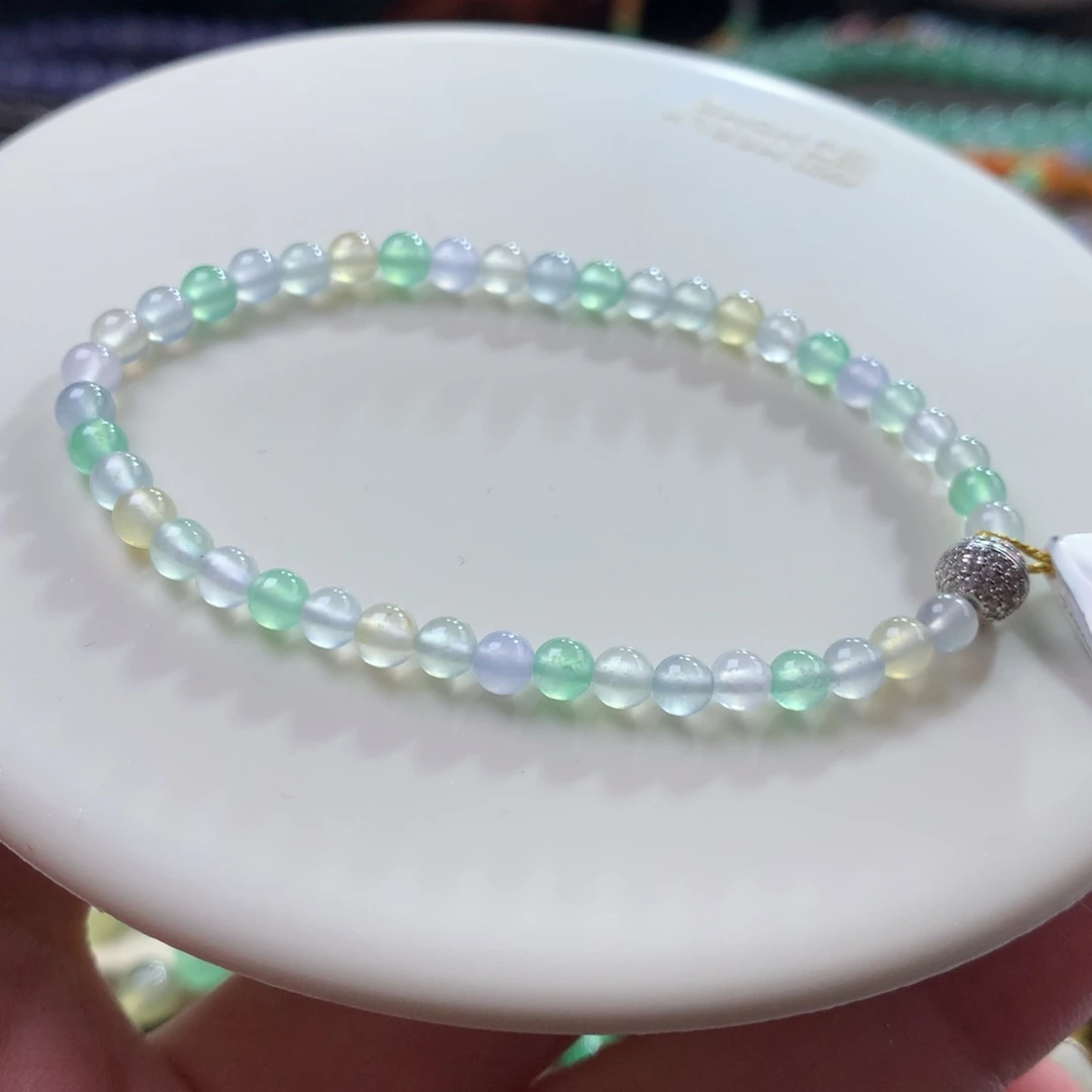 未镶嵌手链翡翠宠粉大漏•玻璃钢玛卡龙卡4.10+