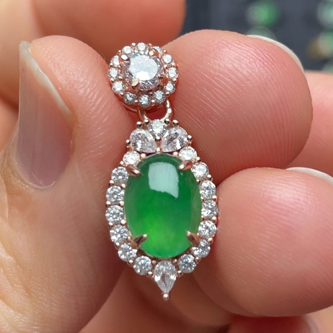 翡翠银S925镶嵌颈饰纯天然缅甸翡翠A货