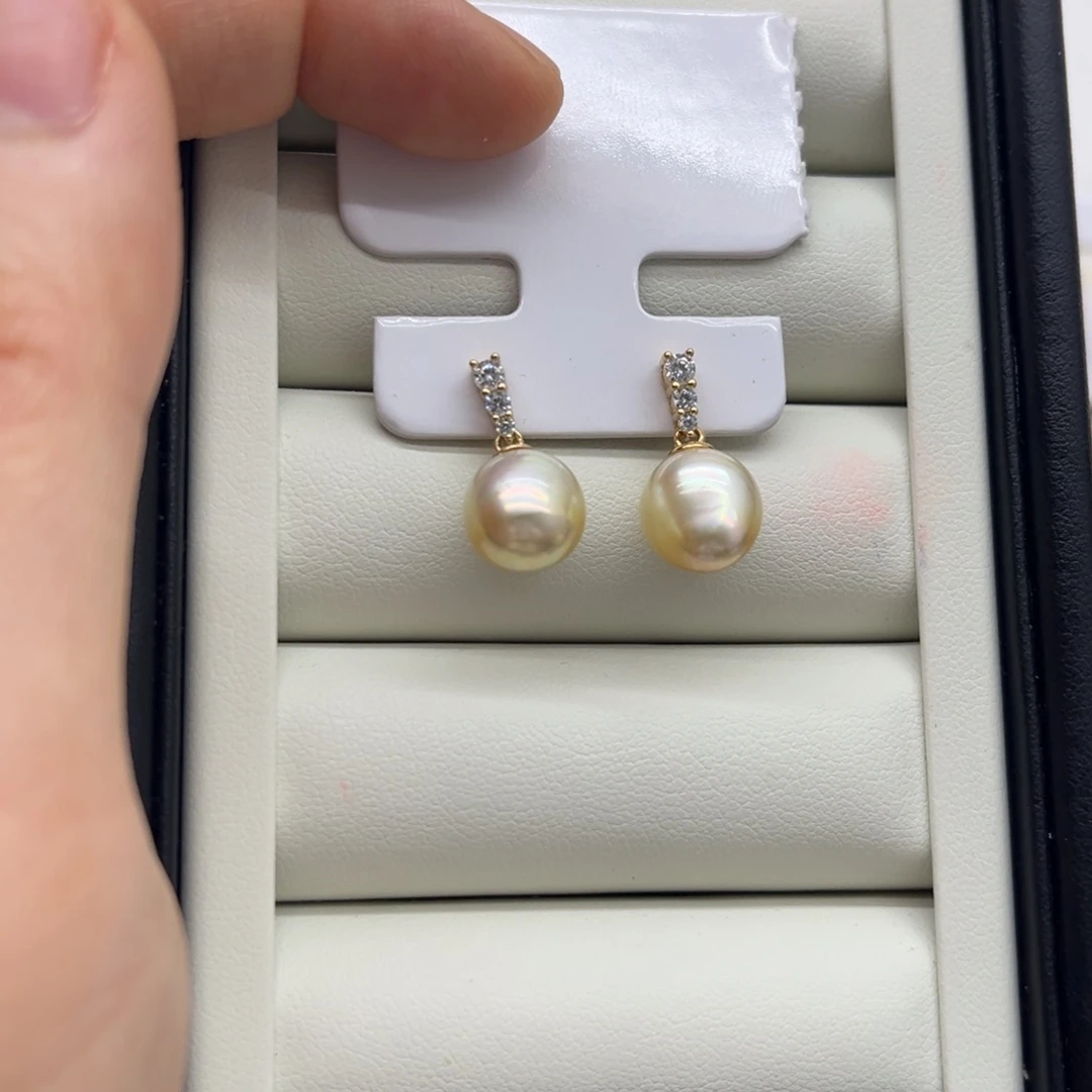 银S925镶嵌海水珍珠耳饰