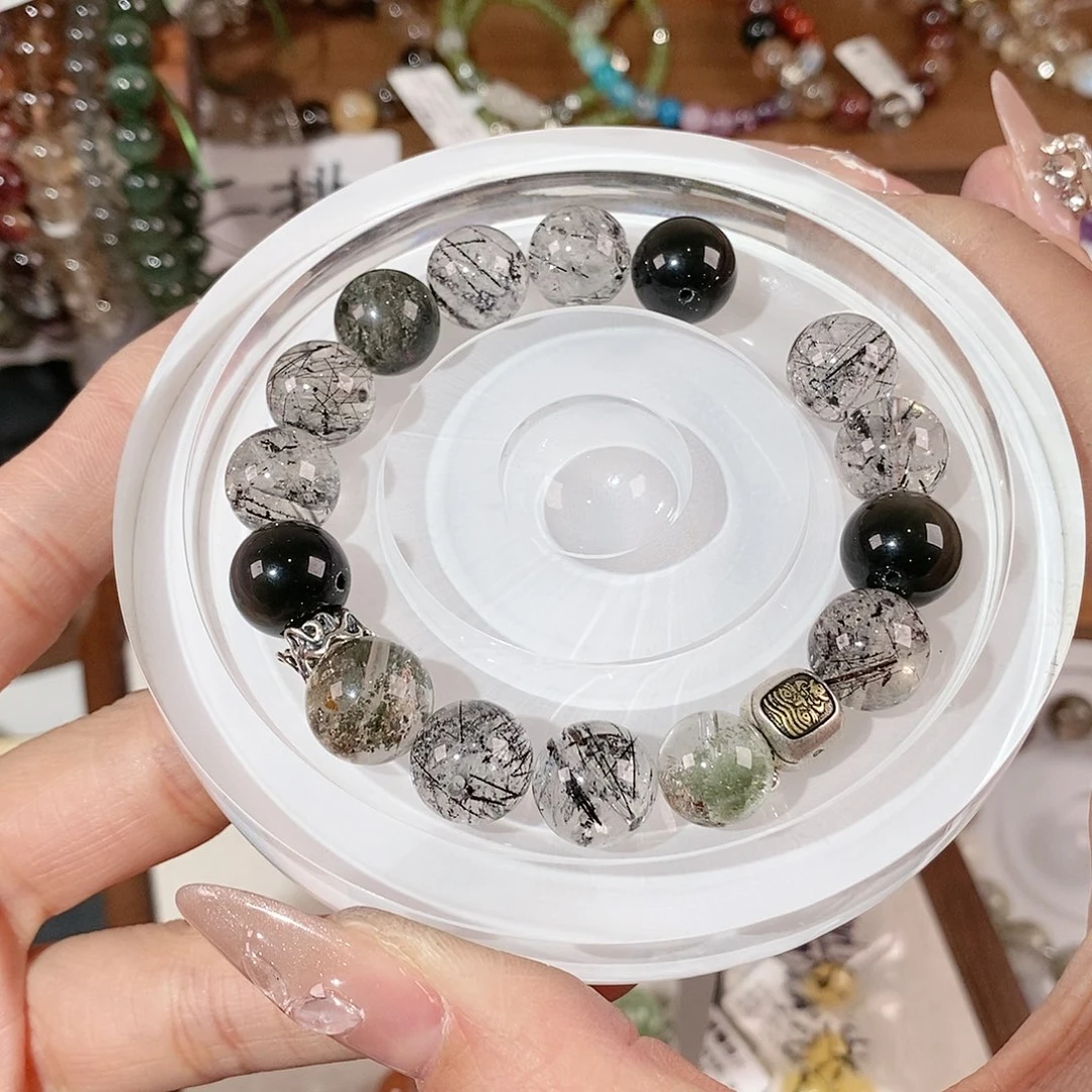 水晶手链未镶嵌微****花14.5补差挑黑耀