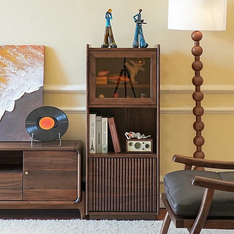 致典北美黑胡桃木电视边柜客厅美满边柜家用置物柜收纳储物柜立柜