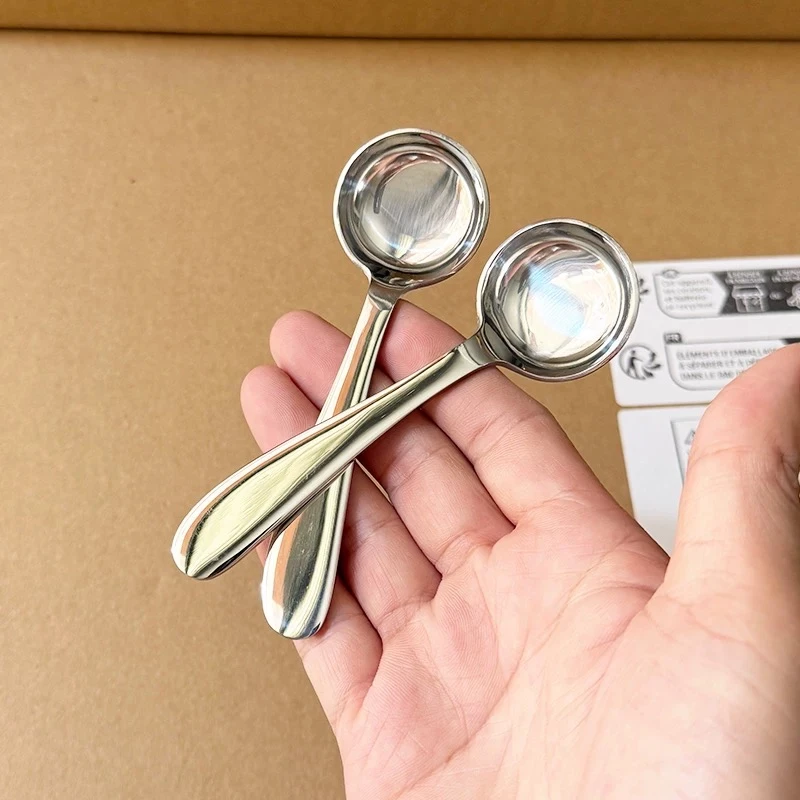 （两支装）316不锈钢小圆头平底勺儿童家用喝汤加厚汤匙调羹甜品