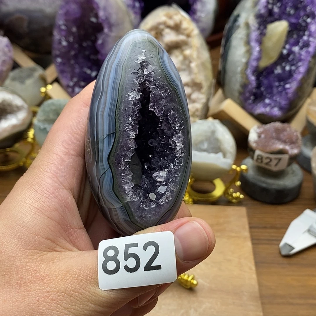 紫晶摆件未镶嵌全抛奇石龙蛋