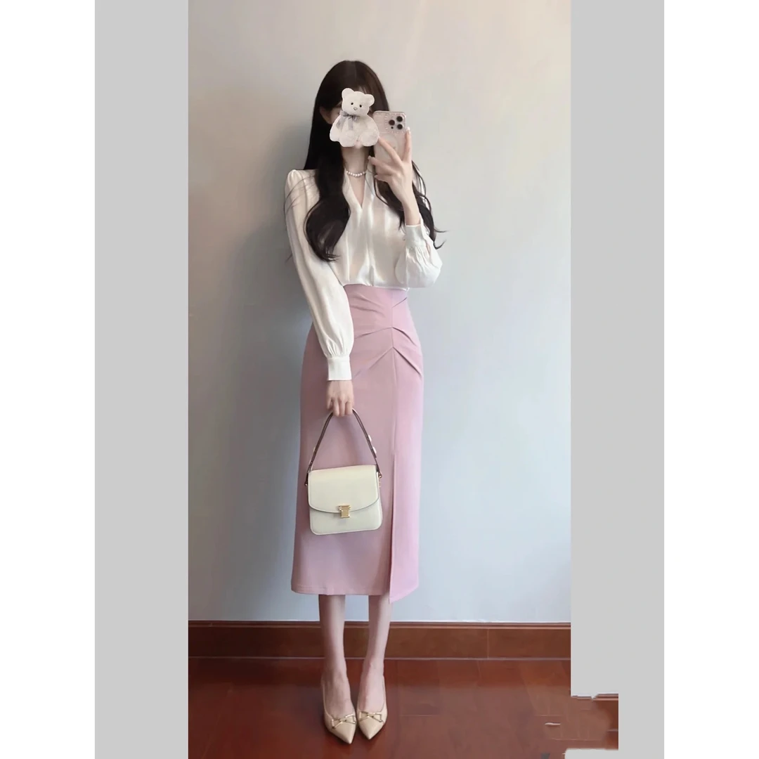 春季可盐可甜高级感轻熟风御姐气质网红女神范衬衫半身裙两件套装