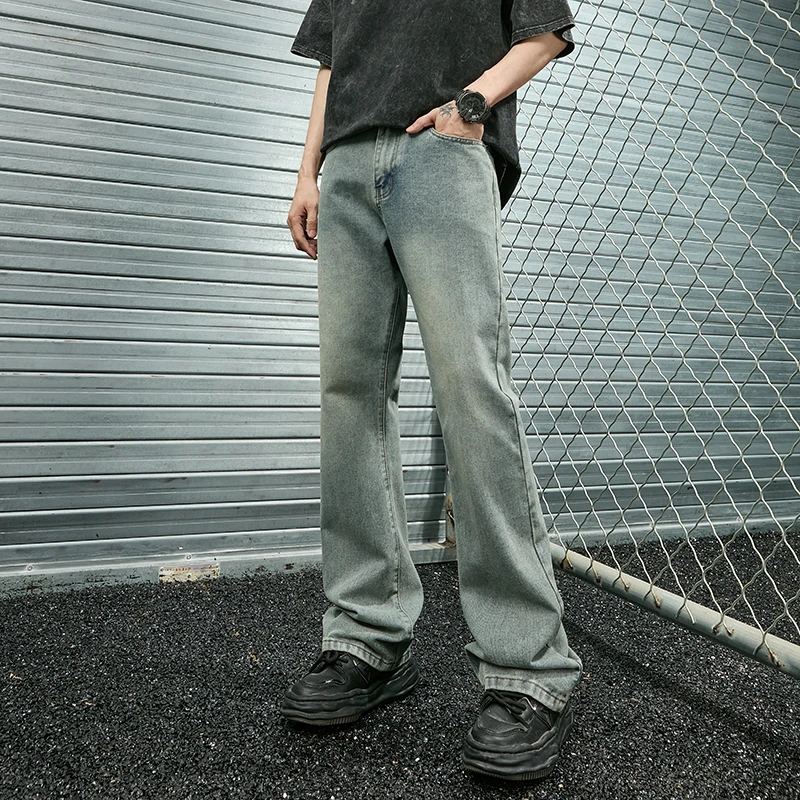 【男女同款】春季新款休闲百搭潮流复古水洗弯刀微喇牛仔裤