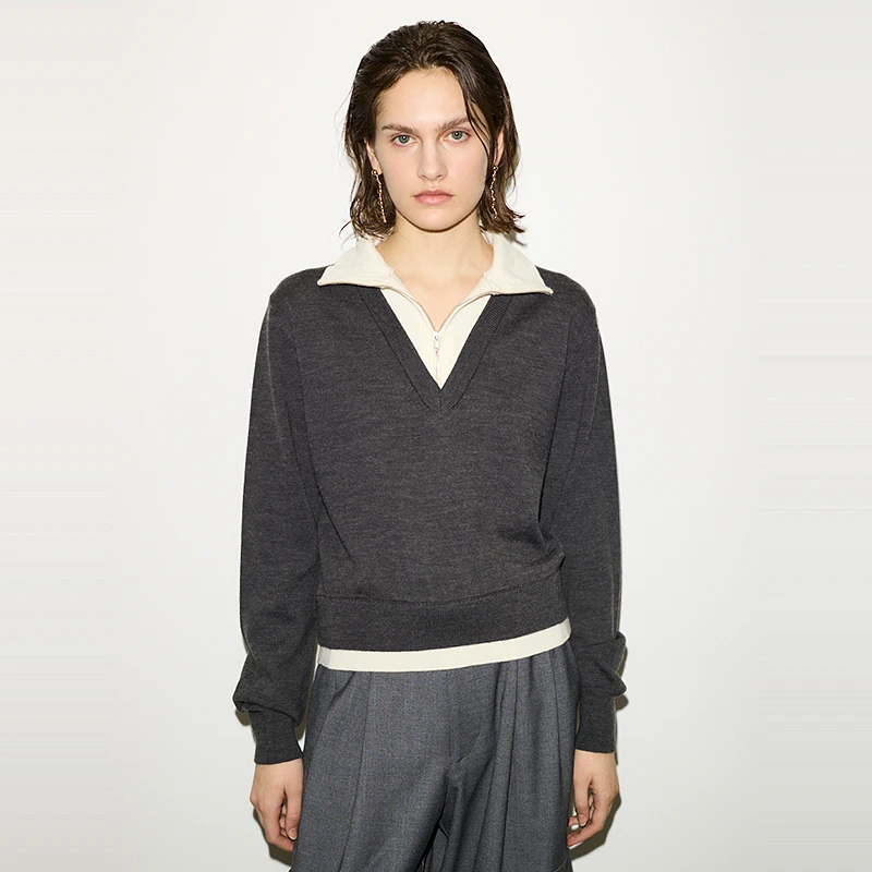 【达人专享】SLY休闲假两件毛针织衫030HA070-4101