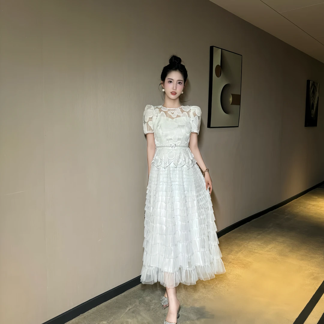 【时时原创】法式轻奢气质女神范优雅仙气宴会时尚生日连衣裙15456
