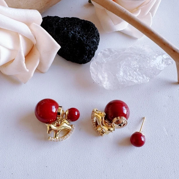 铜合金锆石耳饰 耳环时尚百搭—-耳环一耳钉