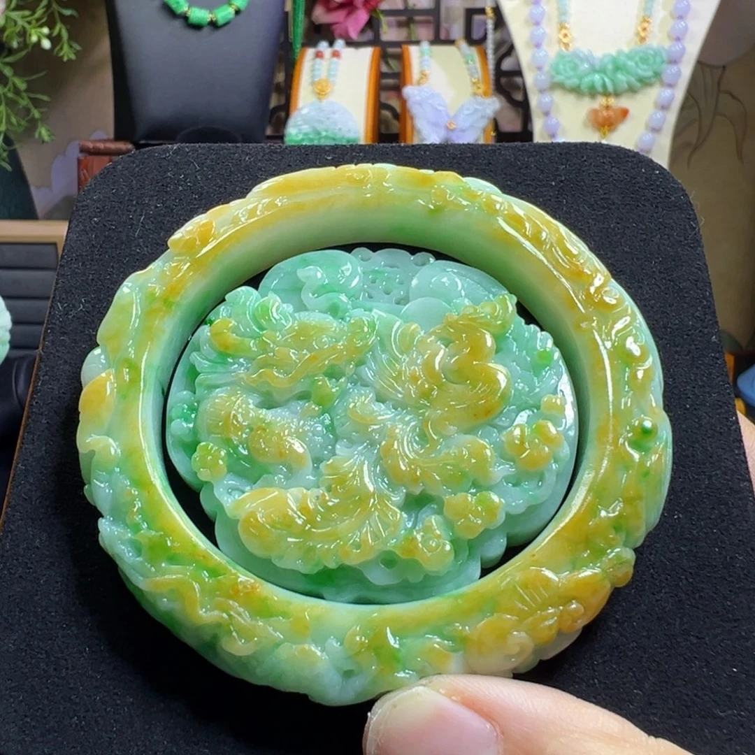 翡翠未镶嵌手镯龙凤镯