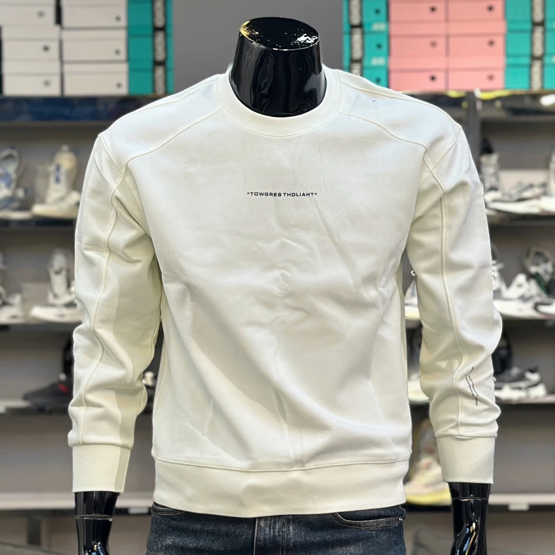 DeweLvum新款时尚字母印花休闲长袖T恤男潮拼接修身圆领卫衣男装