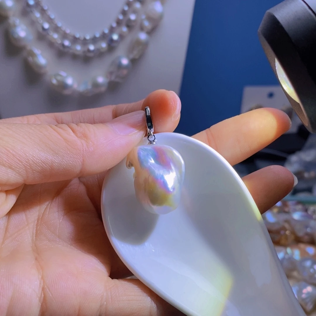 银S925镶嵌淡水珍珠微瑕