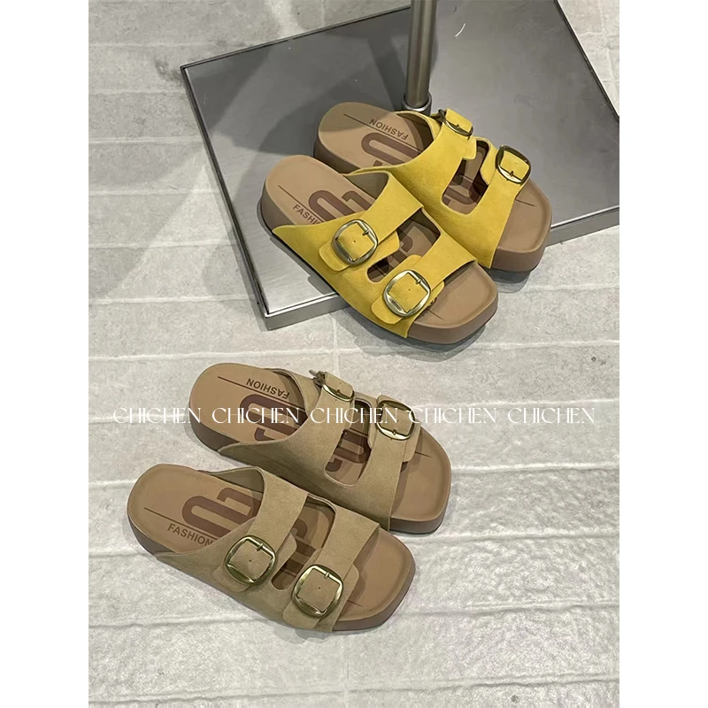 CHICHEN-厚底一字带外穿凉拖