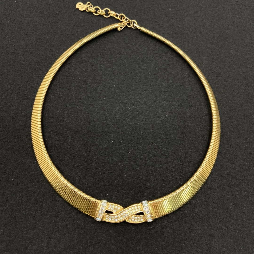 合金项链 【Liz璇子中古】D家莱茵石素金项链H43280无鉴赏期