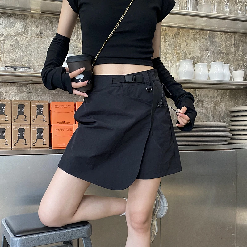 运动工装短裤女夏季薄款高腰短裙小个子显瘦2025新款a字半身裙裤