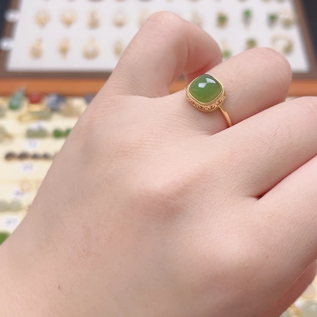 和田玉银S925镶嵌戒指