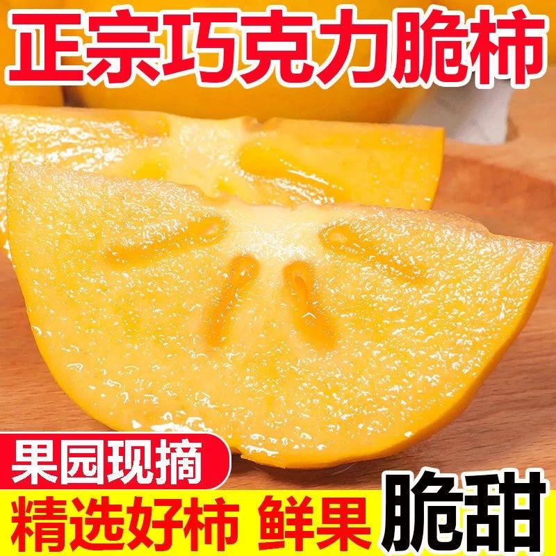 [巧克力脆柿]新鲜采摘脆甜香甜多汁不涩无籽应季水果脆柿子