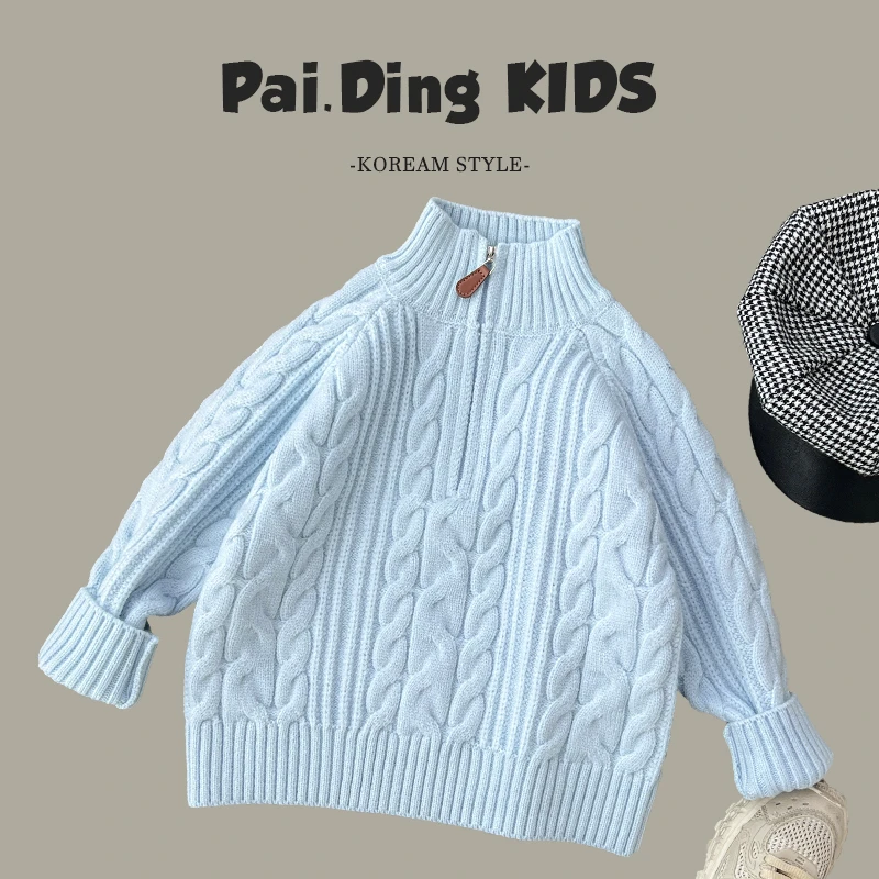 【小首尔】Q现货-冬装儿童半高领套头针织毛衣打底衫HCXZ3837