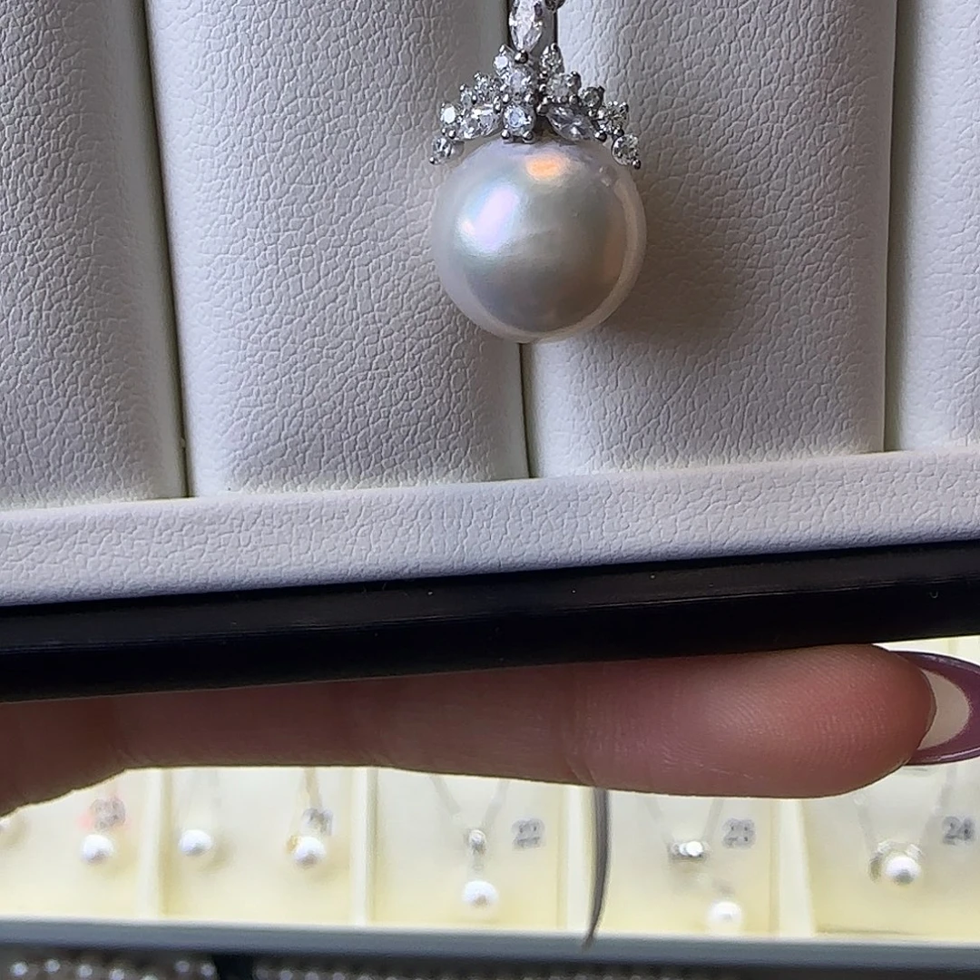 淡水珍珠银S925镶嵌颈饰戴妃吊坠