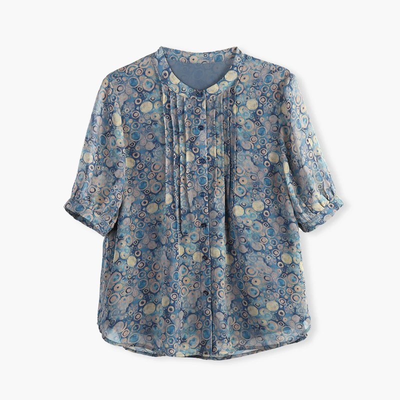 韩穆KA68083贵夫人中年妈妈衬衫夏季新款宽松显瘦五分袖上衣