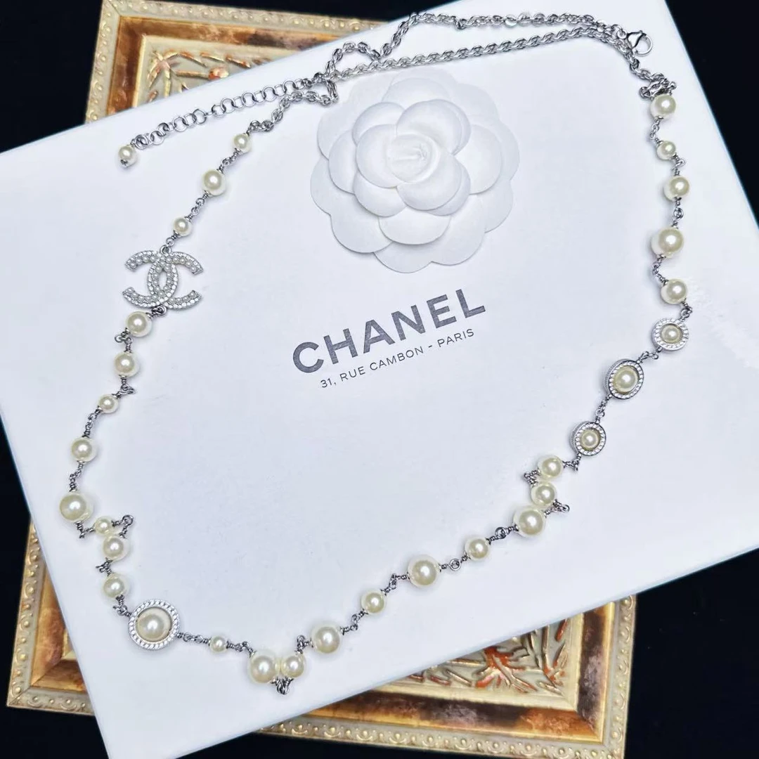 95新 Chanel/香奈儿 柚礼中古/香奈儿简约款双C珍珠项链xp