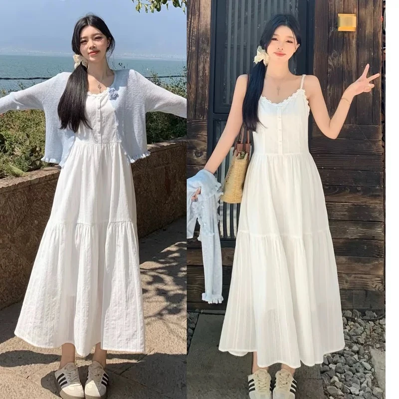 2025夏季新品温柔初恋气质连衣裙海边渡假长裙吊带裙长裙