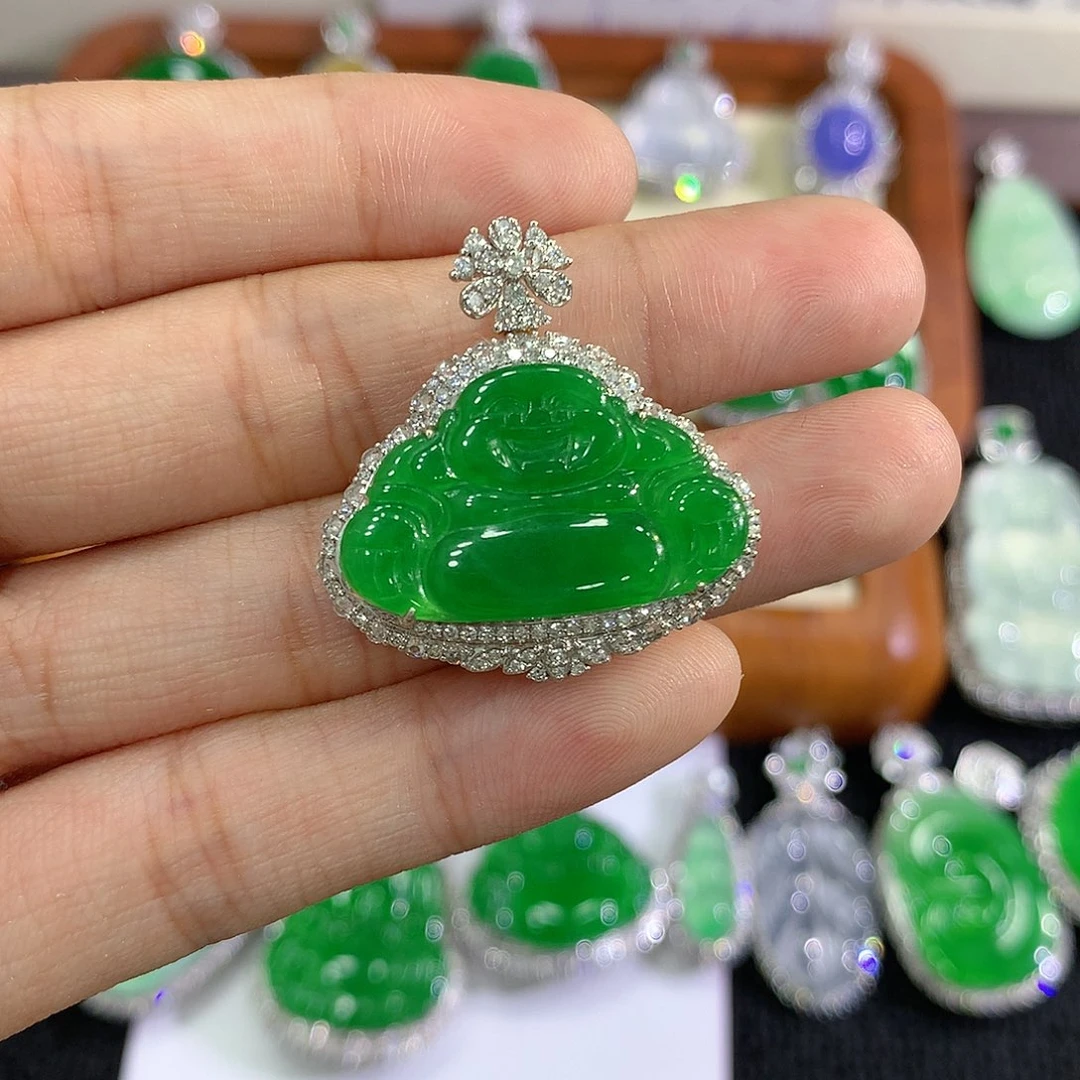 【闪购商品】吊坠(不含链)18K金镶嵌翡翠佛公