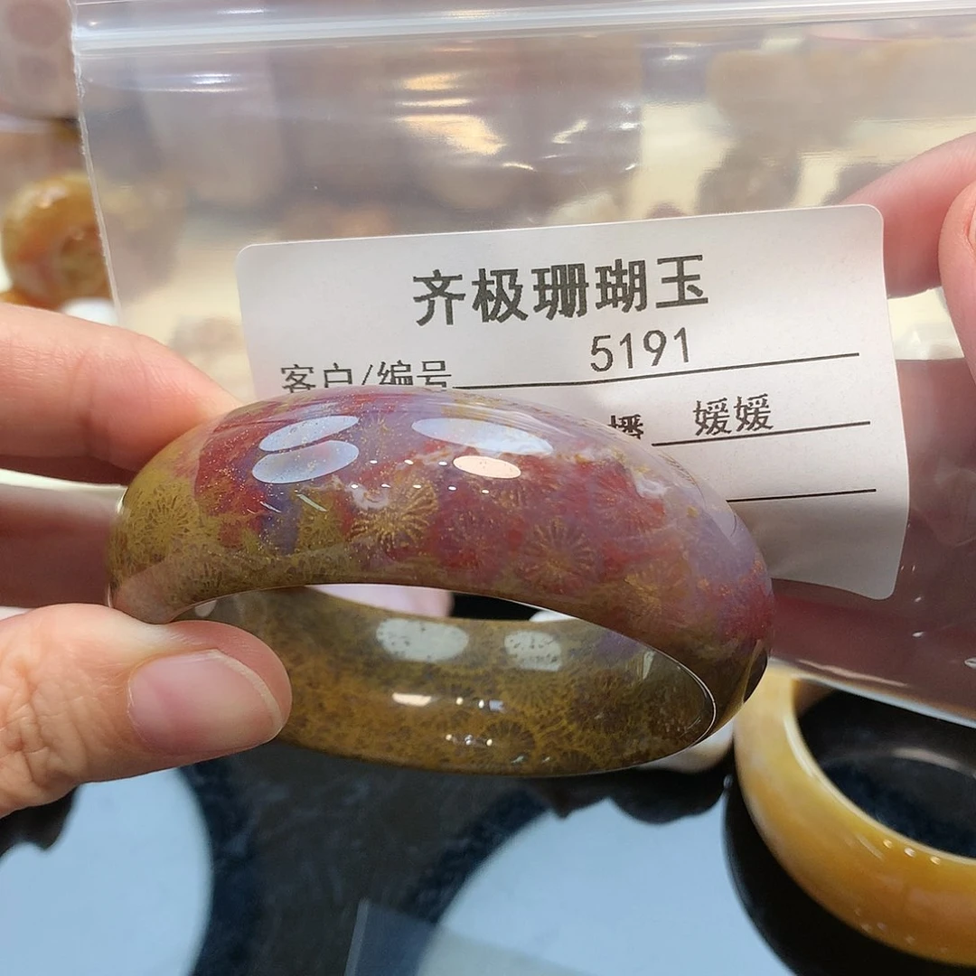 未镶嵌手镯硅化珊瑚（珊瑚玉）方***F