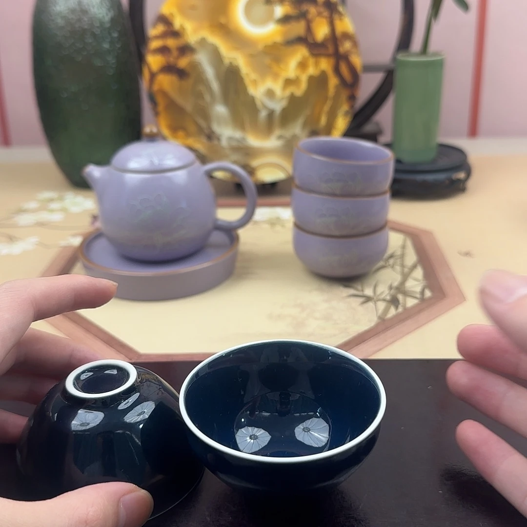 星空蓝茶杯两只装