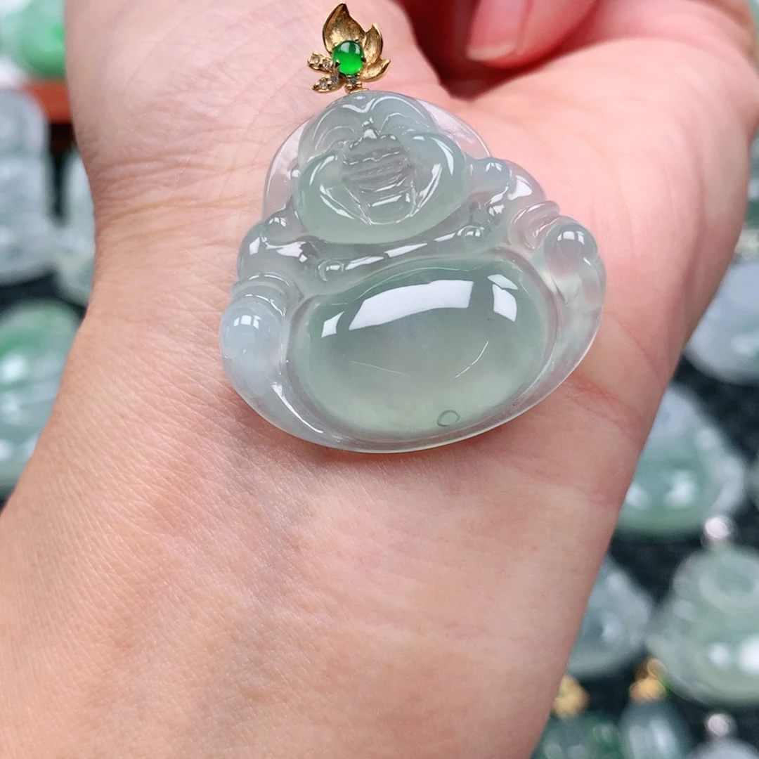 翡翠吊坠(不含链)18K金镶嵌