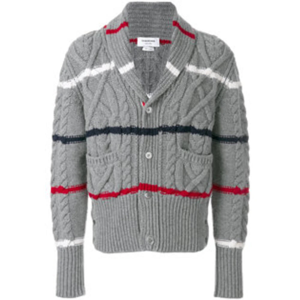 未使用 THOMBROWNE 针织条纹长袖开衫  灰色/2