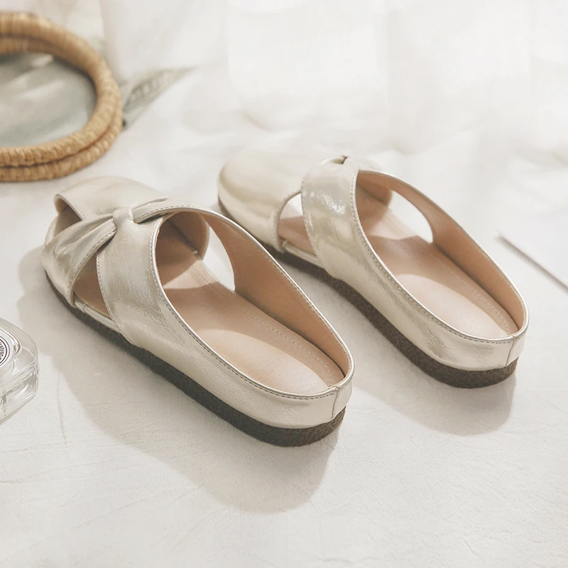 羊皮版~软底勃肯鞋女一脚蹬懒人法式包头半拖鞋女夏外穿2025新款