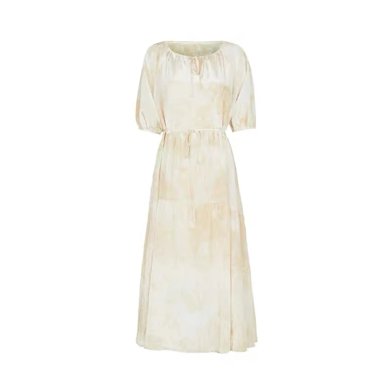 圣迪奥纯色高端轻奢气质时尚设计师夏季连衣裙S242Z12Q6