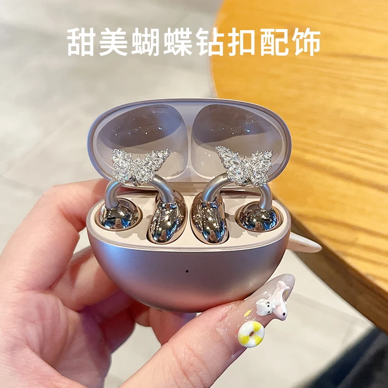 适用于华为耳夹蓝牙耳机耳饰华为freeclip耳夹甜美蝴蝶夹耳挂装饰