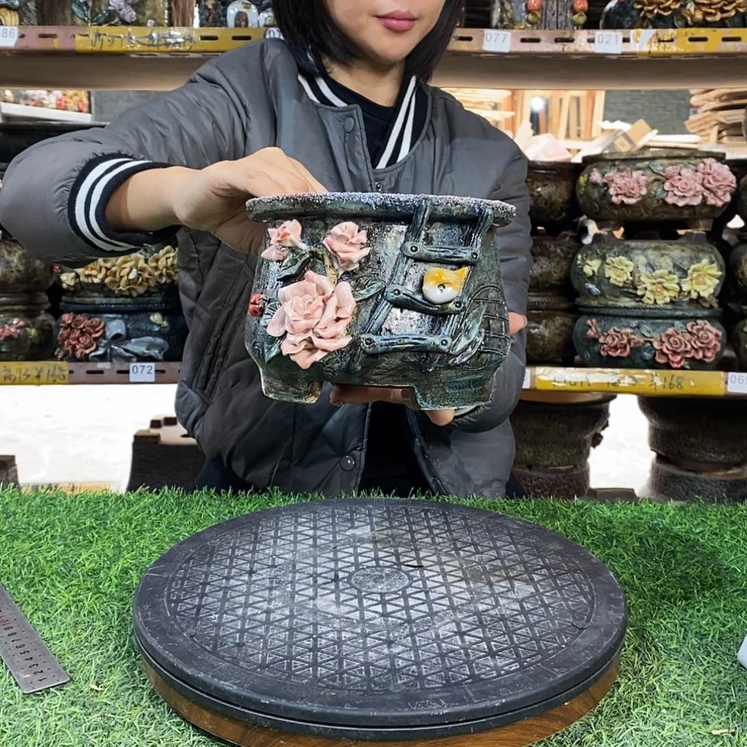 红陶青藤花器多肉