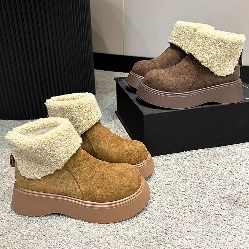 【退货补贴8元运费】厚底勃肯鞋女2024新款冬季时尚增高加厚绒8848