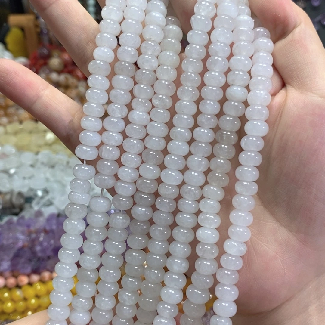 玛瑙/玉髓未镶嵌珠宝半成品白水晶算盘一条卡8m