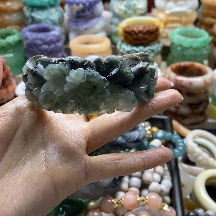 夢***影石英岩玉未镶嵌手镯