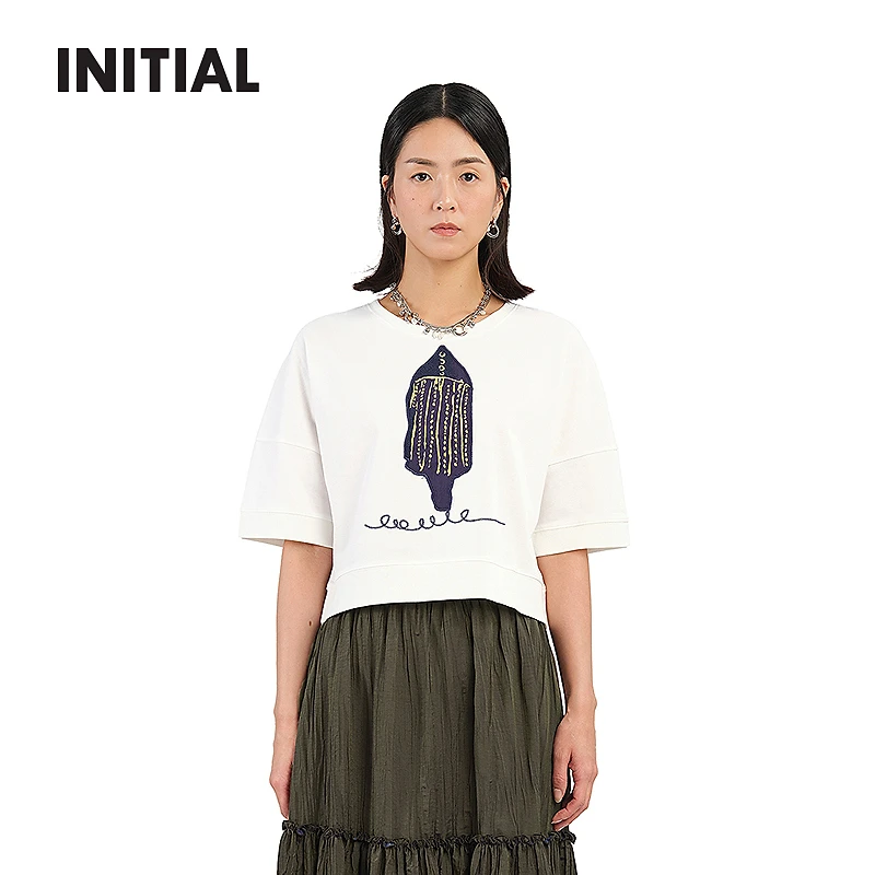 【民族秘境系列】INITIAL25春季新款圆领短身T恤女25STTFMCXX126