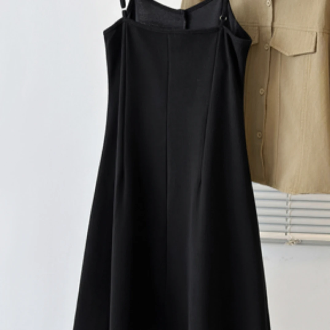 18009（39）春秋夏装新款胖mm显瘦减龄赫本风吊带裙