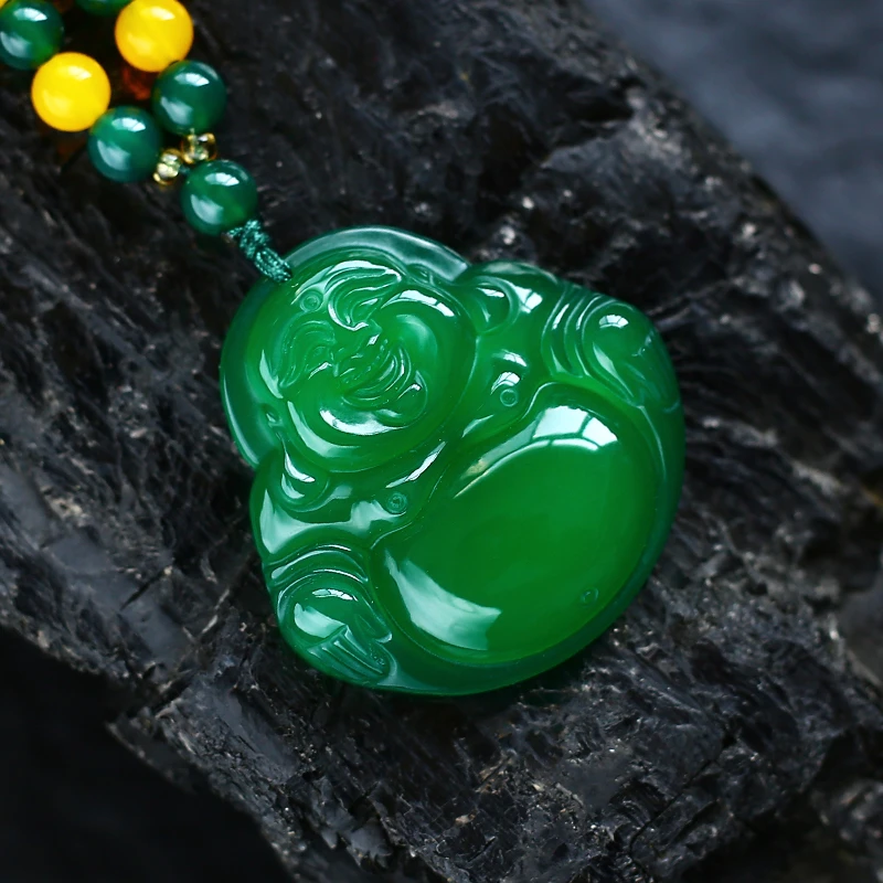 【玉玲珑珠宝】精美玉石大肚佛公吊坠【附证书和礼盒】玉髓（JD004111）